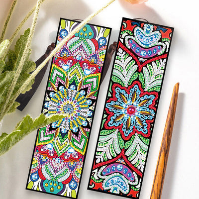 2/4Pcs Abstract Mandala Leather Bookmark Diamond Painting Kits