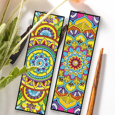 2/4Pcs Beautiful Mandala Leather Bookmark Diamond Painting Kits