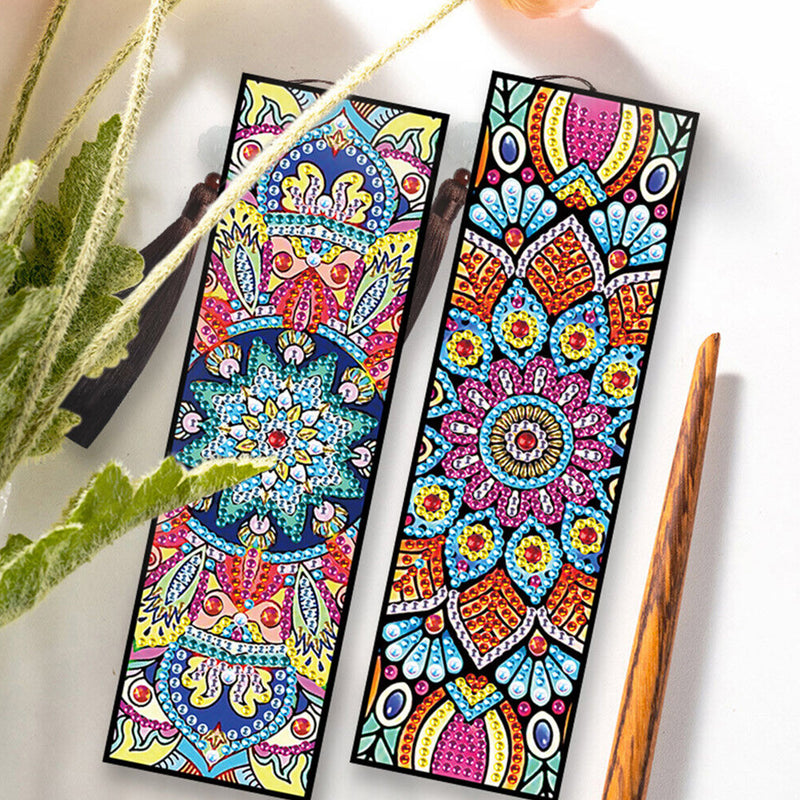 2/4Pcs Lotus Mandala Leather Bookmark Diamond Painting Kits