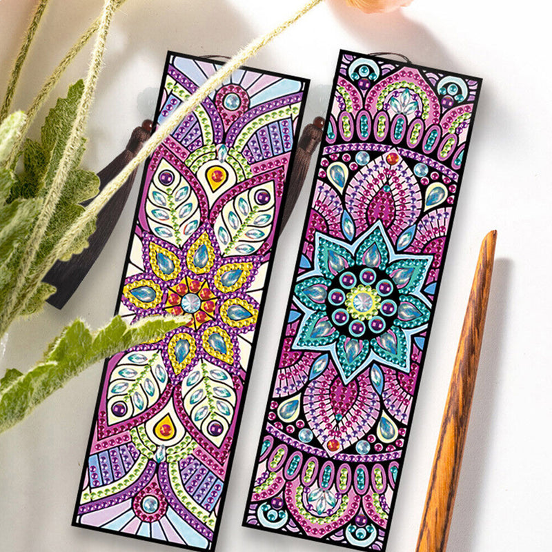 2/4Pcs Lotus Mandala Leather Bookmark Diamond Painting Kits