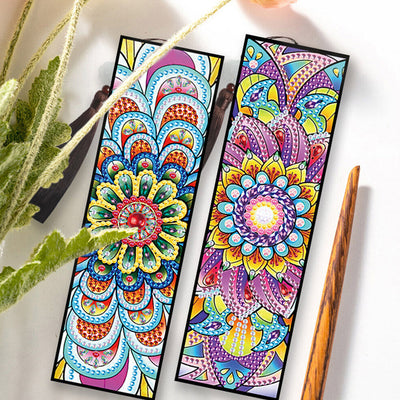 2/4Pcs Lotus Mandala Leather Bookmark Diamond Painting Kits