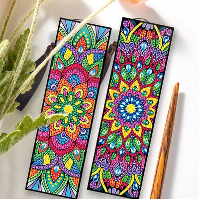 2/4Pcs Lotus Mandala Leather Bookmark Diamond Painting Kits