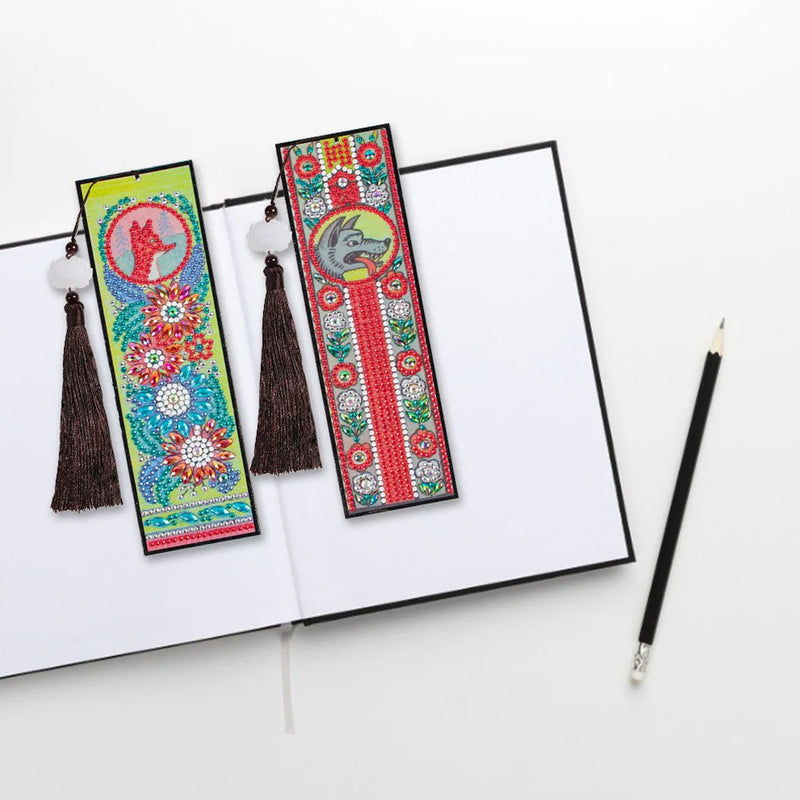 2/4Pcs Cartoon Animals and Flowers Leather Bookmark Diamond Painting Kits