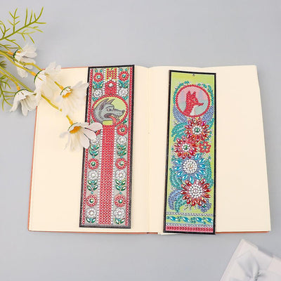 2/4Pcs Cartoon Animals and Flowers Leather Bookmark Diamond Painting Kits