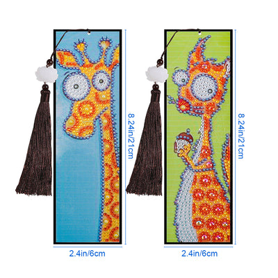 2/4Pcs Cartoon Deer and Octopus Leather Bookmark Diamond Painting Kits