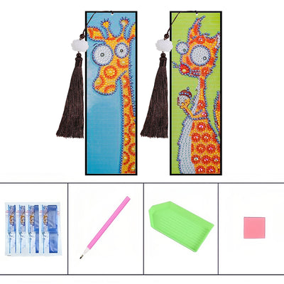 2/4Pcs Cartoon Deer and Octopus Leather Bookmark Diamond Painting Kits