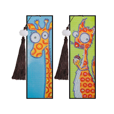 2/4Pcs Cartoon Deer and Octopus Leather Bookmark Diamond Painting Kits