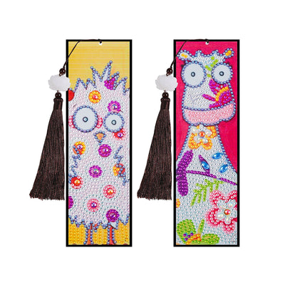 2/4Pcs Cartoon Zebra and Chick Leather Bookmark Diamond Painting Kits