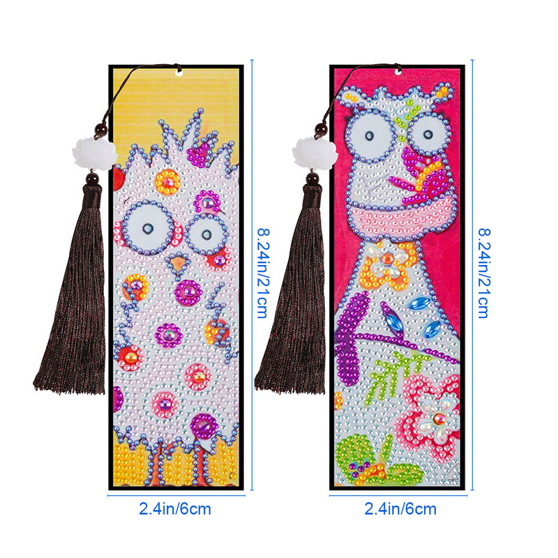 2/4Pcs Cartoon Zebra and Chick Leather Bookmark Diamond Painting Kits