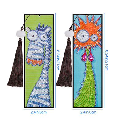 2/4Pcs Cartoon Zebra and Chick Leather Bookmark Diamond Painting Kits