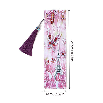 Pink Butterfly and Eiffel Tower Leather Bookmark Diamond Painting Kits