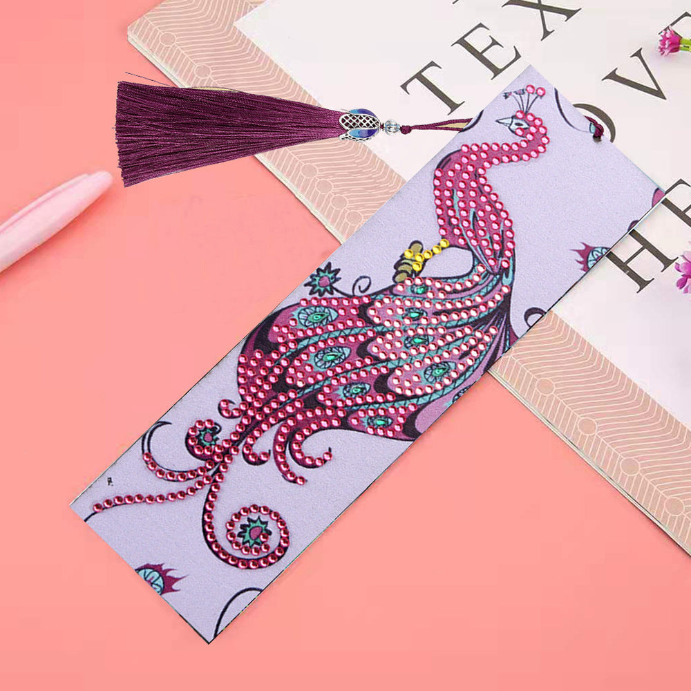 Red Peacock Leather Bookmark Diamond Painting Kits