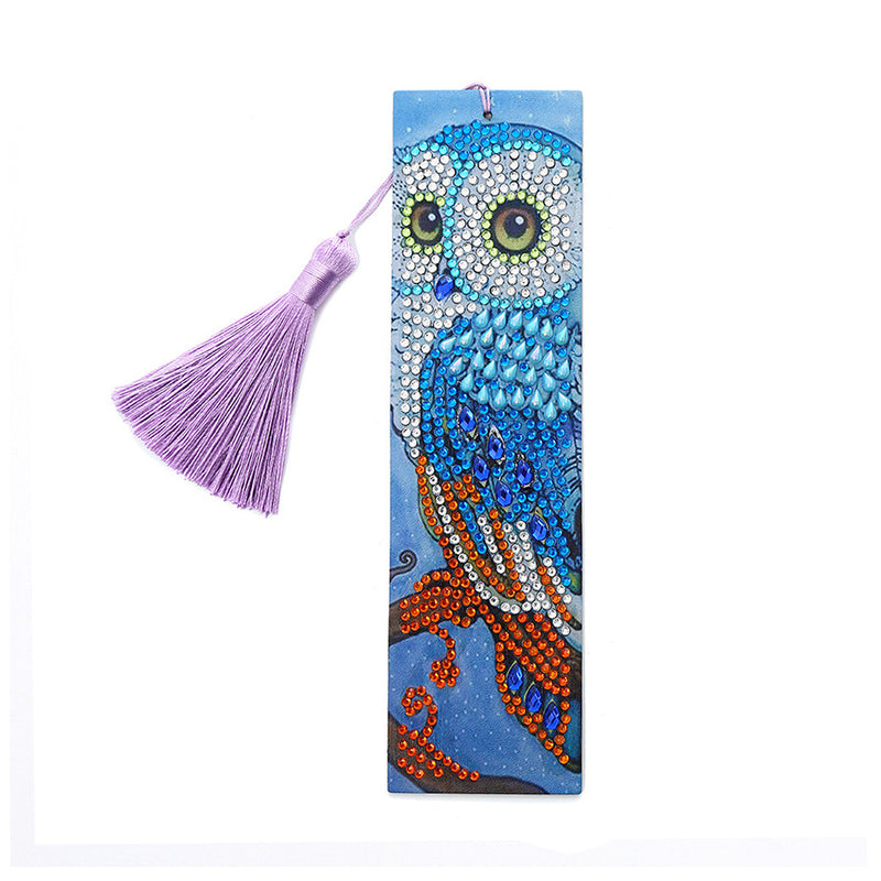 Blue Owl Leather Bookmark Diamond Painting Kits