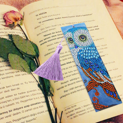 Blue Owl Leather Bookmark Diamond Painting Kits