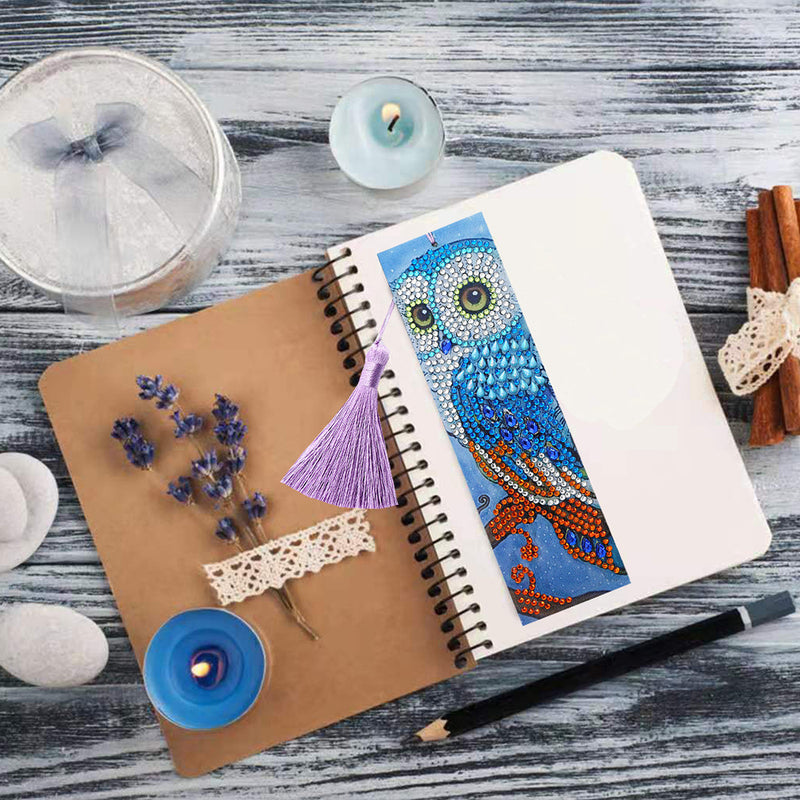 Blue Owl Leather Bookmark Diamond Painting Kits