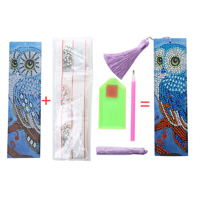 Blue Owl Leather Bookmark Diamond Painting Kits