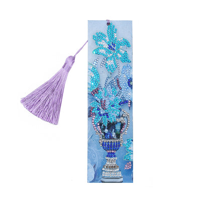 Blue Flower Leather Bookmark Diamond Painting Kits