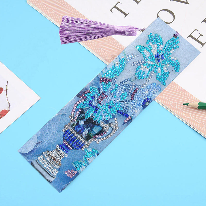 Blue Flower Leather Bookmark Diamond Painting Kits