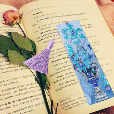 Blue Flower Leather Bookmark Diamond Painting Kits