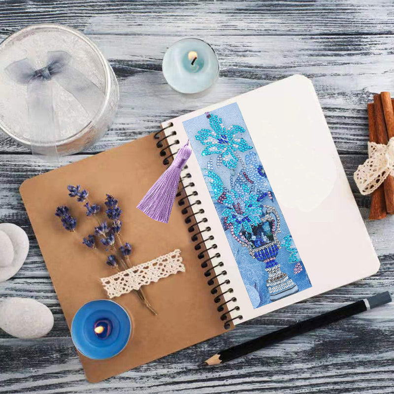 Blue Flower Leather Bookmark Diamond Painting Kits