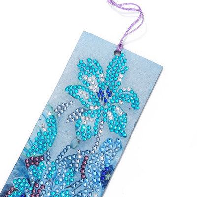 Blue Flower Leather Bookmark Diamond Painting Kits