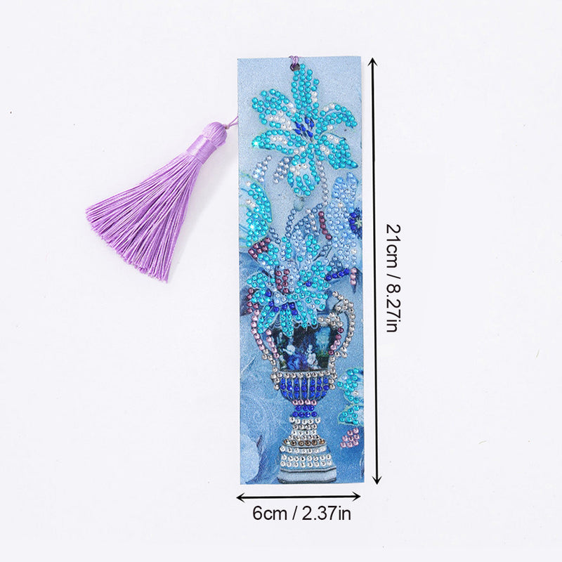 Blue Flower Leather Bookmark Diamond Painting Kits