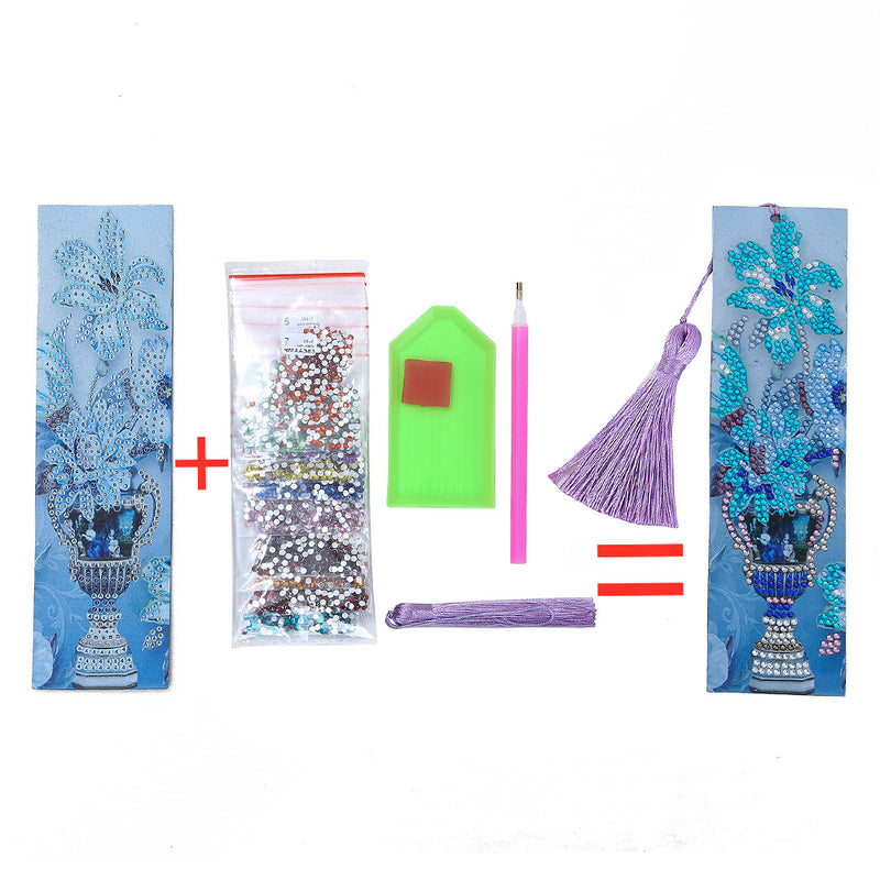 Blue Flower Leather Bookmark Diamond Painting Kits