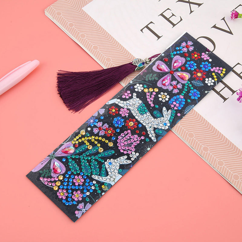 Rabbit and Flowers Leather Bookmark Diamond Painting Kits