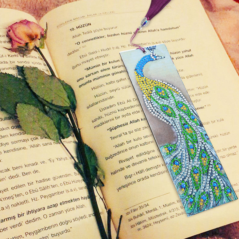 Green Peacock Leather Bookmark Diamond Painting Kits