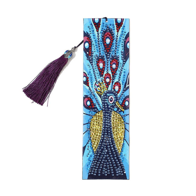 Red and Blue Peacock Leather Bookmark Diamond Painting Kits