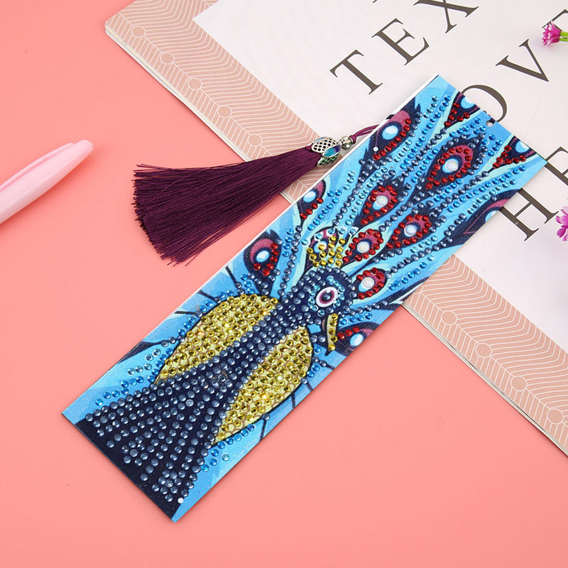 Red and Blue Peacock Leather Bookmark Diamond Painting Kits