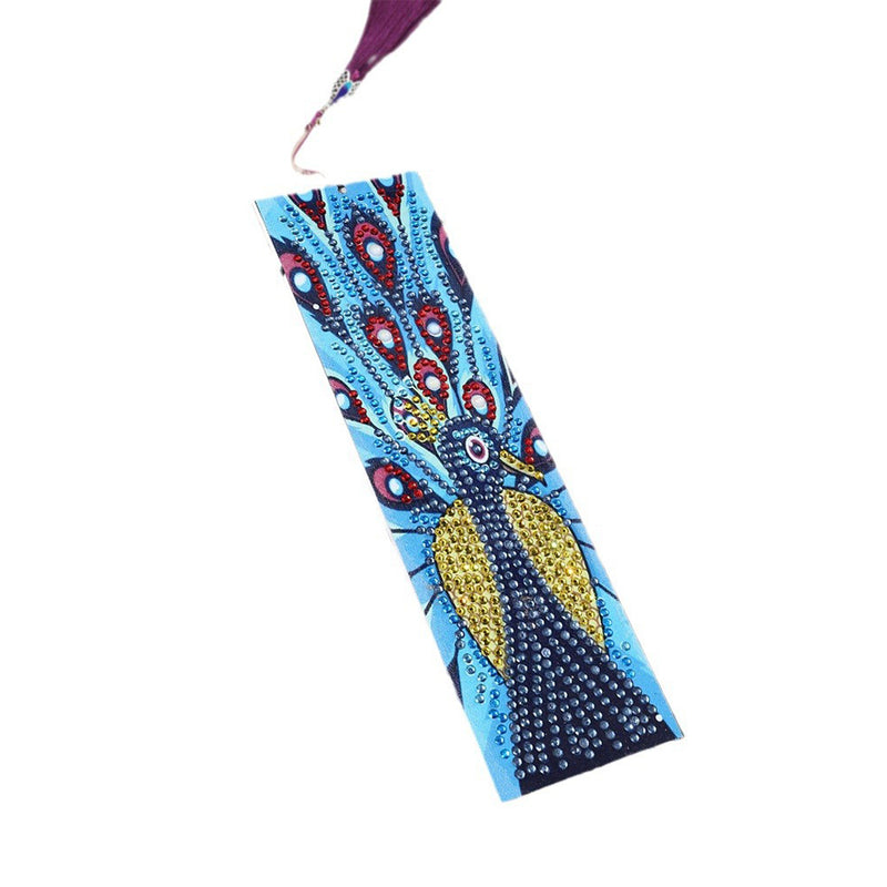 Red and Blue Peacock Leather Bookmark Diamond Painting Kits