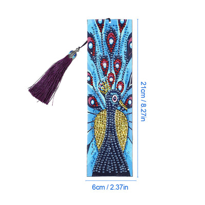 Red and Blue Peacock Leather Bookmark Diamond Painting Kits