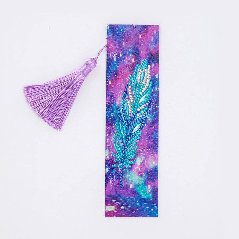 Gorgeous Blue Feather Leather Bookmark Diamond Painting Kits