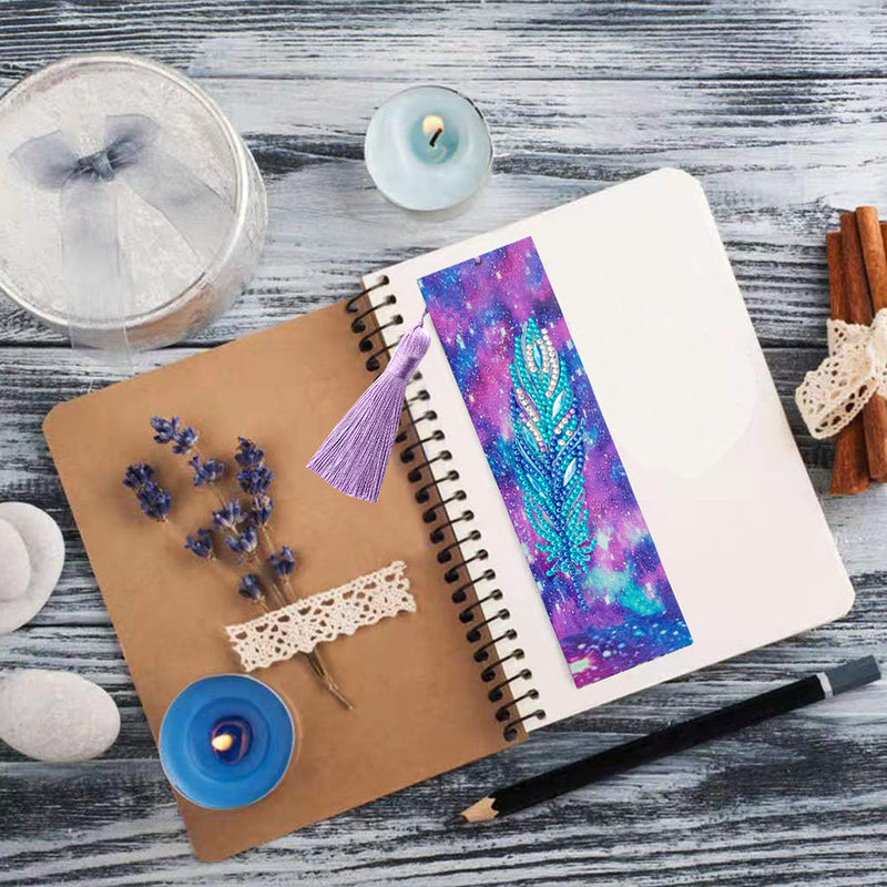 Gorgeous Blue Feather Leather Bookmark Diamond Painting Kits