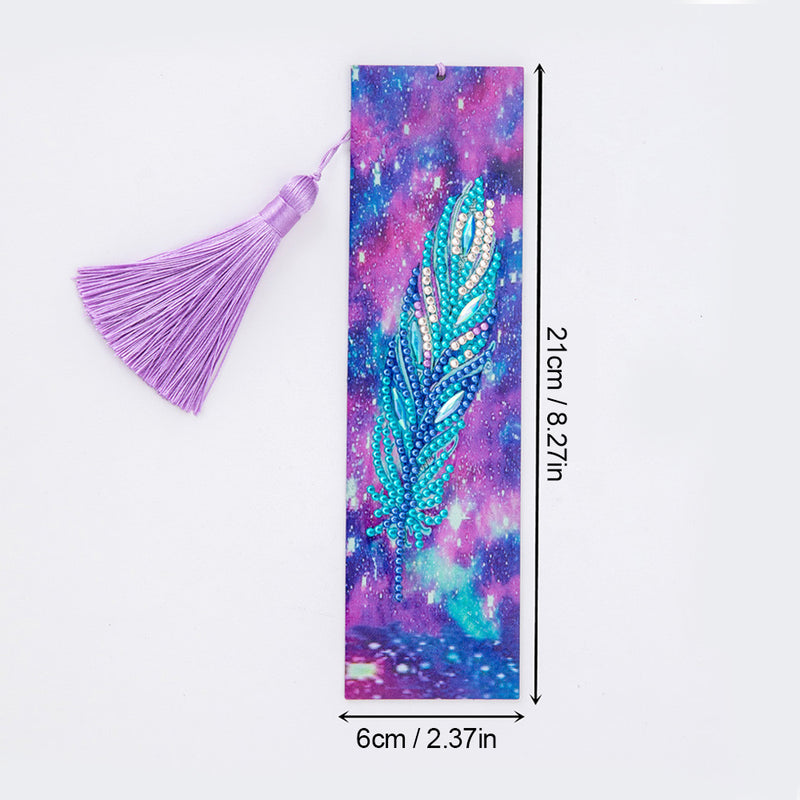 Gorgeous Blue Feather Leather Bookmark Diamond Painting Kits