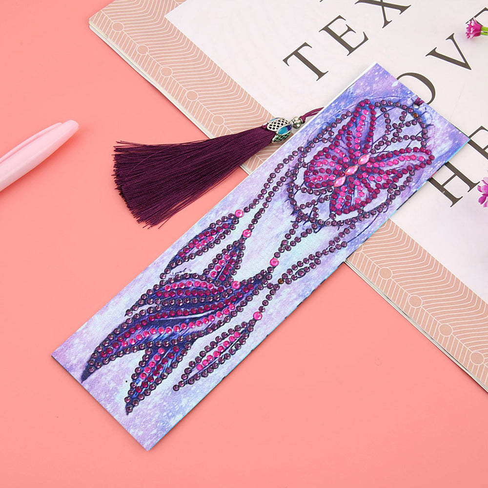 Purple Butterfly Dreamcatcher Leather Bookmark Diamond Painting Kits
