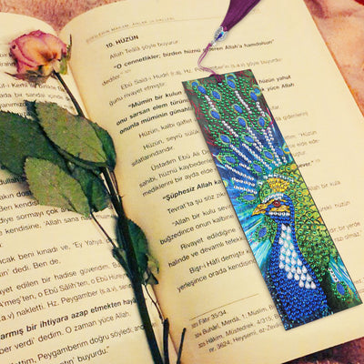 Blue and Green Peacock Leather Bookmark Diamond Painting Kits