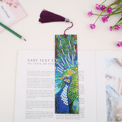 Blue and Green Peacock Leather Bookmark Diamond Painting Kits