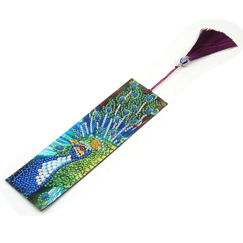 Blue and Green Peacock Leather Bookmark Diamond Painting Kits