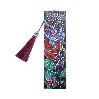 Flower and Butterfly Leather Bookmark Diamond Painting Kits