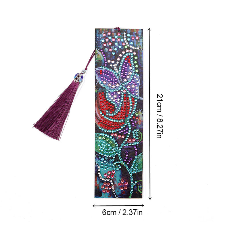 Flower and Butterfly Leather Bookmark Diamond Painting Kits