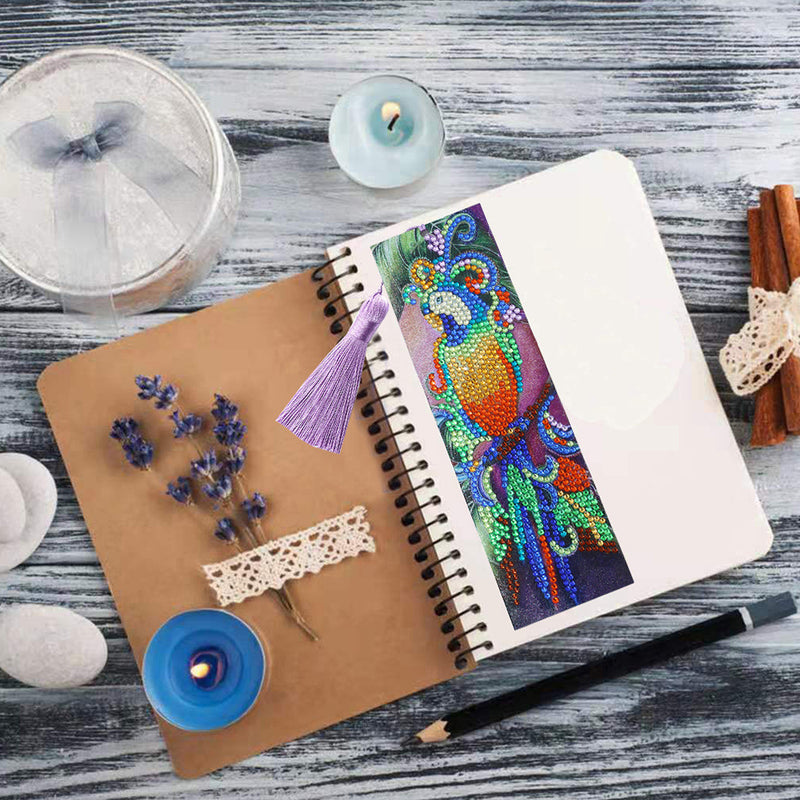 Colorful Parrot Leather Bookmark Diamond Painting Kits