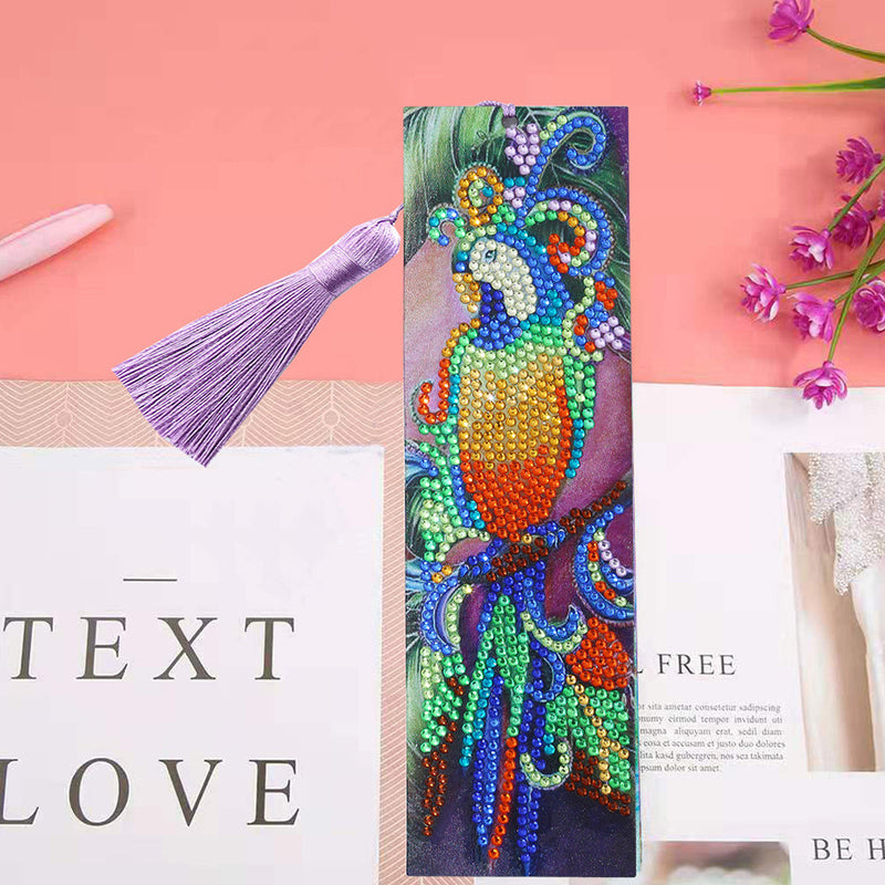 Colorful Parrot Leather Bookmark Diamond Painting Kits