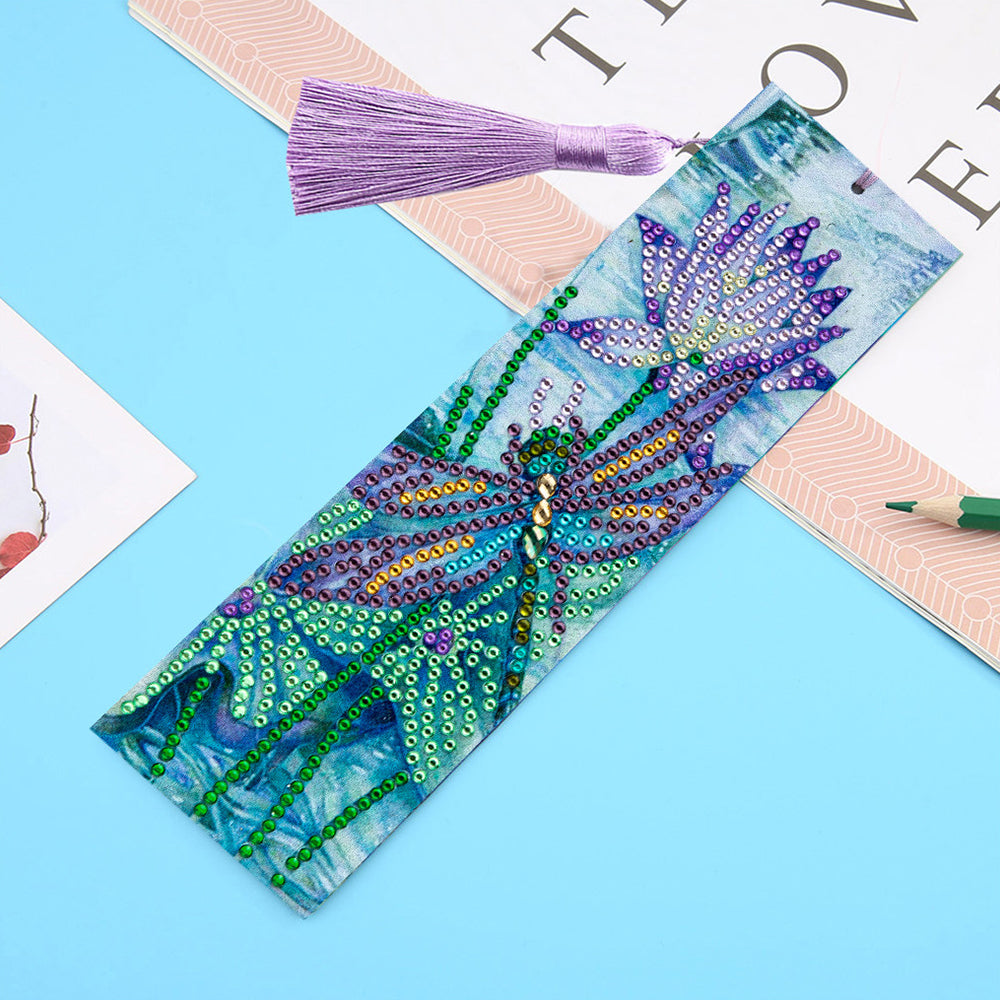 Dragonfly and Lotus Leather Bookmark Diamond Painting Kits