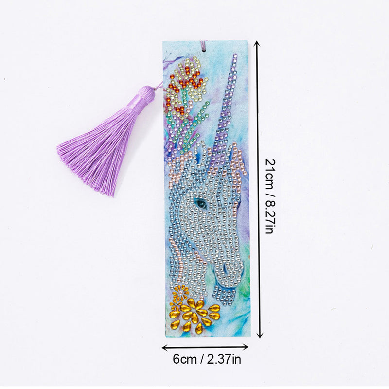 Unicorn and Little Flowers Leather Bookmark Diamond Painting Kits