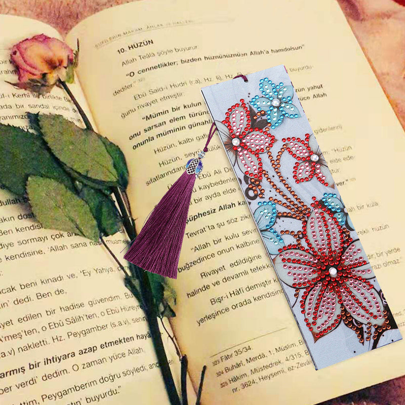 Red Flower Leather Bookmark Diamond Painting Kits