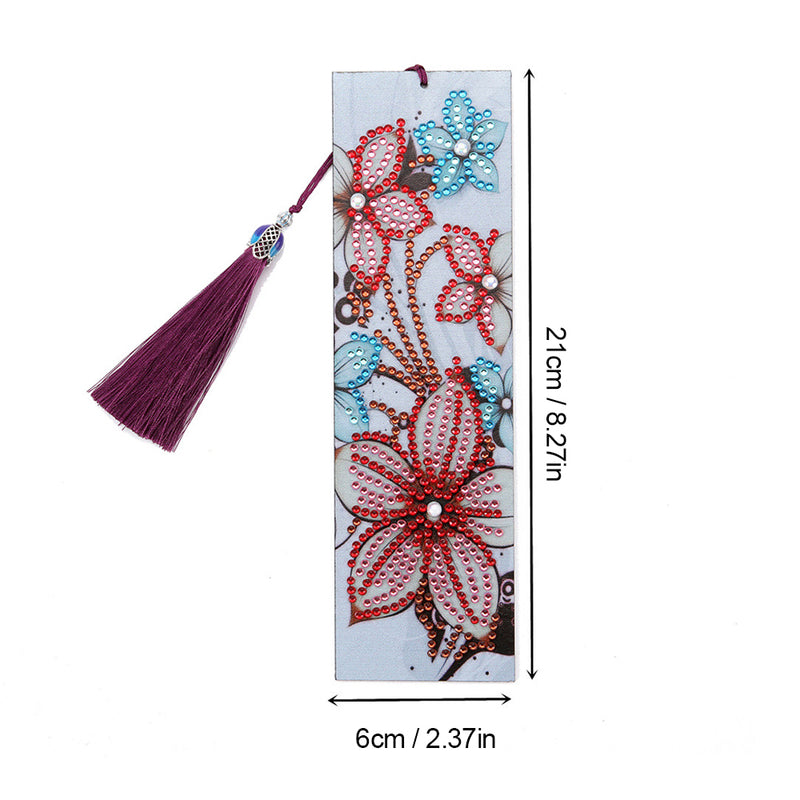 Red Flower Leather Bookmark Diamond Painting Kits