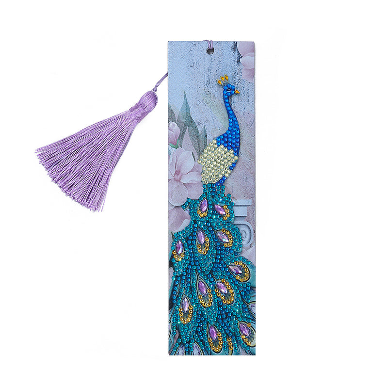 Peacock and Flower Leather Bookmark Diamond Painting Kits