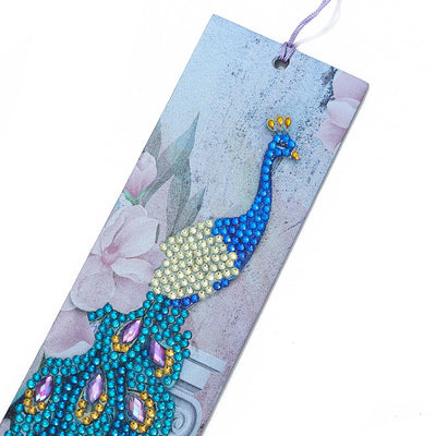 Peacock and Flower Leather Bookmark Diamond Painting Kits